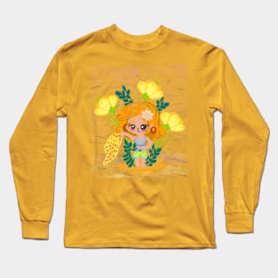 Cute girly summer chibi cartoon style Long Sleeve T-Shirt